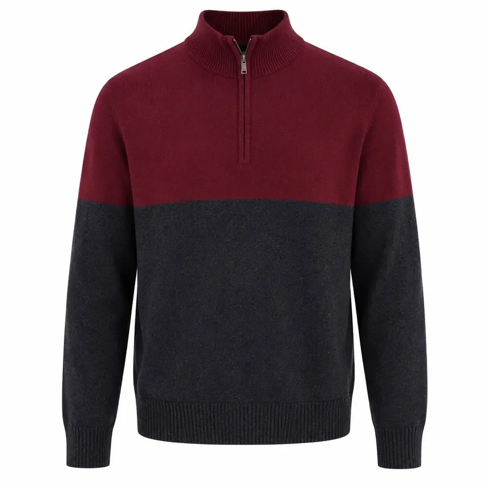 Sonoma Men’s Color Block 1/4 Zip Sweater Burgundy Gray Size XXL 2XL NWT